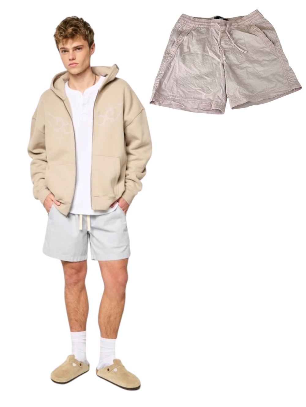 Hollister California Men's Light pink Drawstring jogger Shorts epic flex S
